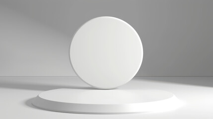 Clean white backdrop for product display with room for customization. Professional studio setting with 3D rendering.