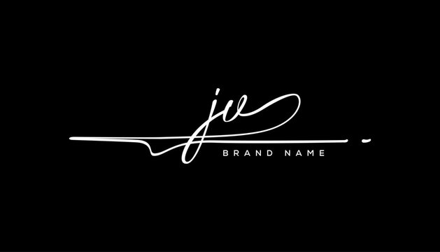 JV letter beauty handwriting vector logo. 