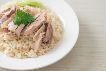 Hainanese Chicken Rice or steamed rice with chicken