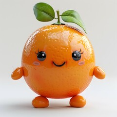 Cheerful 3d orange fruit character isolated on white background