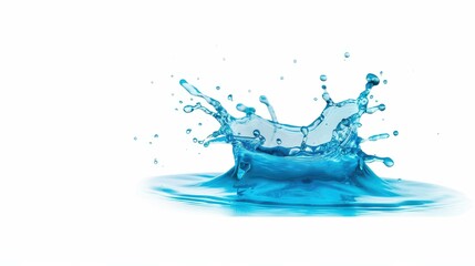 Blue water splash on white background. Refreshing and vibrant image.