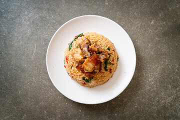 fried rice with Thai basil and crispy belly pork