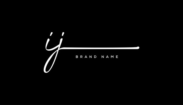 IJ letter beauty handwriting vector logo. 