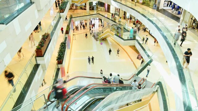 Time lapse of people walking on shopping mall