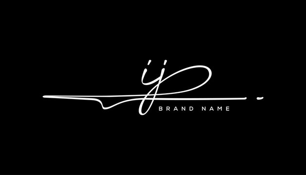 IJ letter beauty handwriting vector logo. 