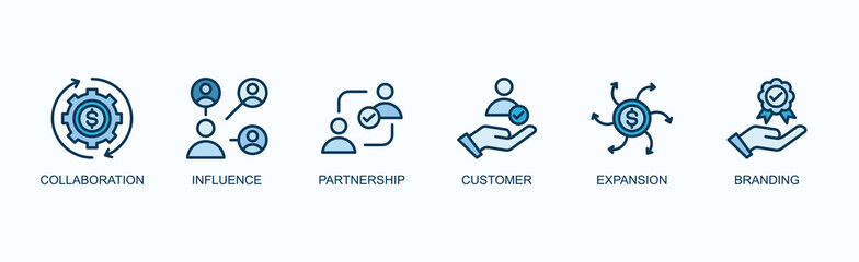 Strategic Alliance Banner Web Icon Vector Illustration Concept With Collaboration, Influence, Partnership, Customer, Expansion, Branding