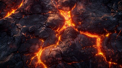 Molten Lava Flowing Through Cracked Earth