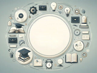 School subjects around a large white circle for text insertion