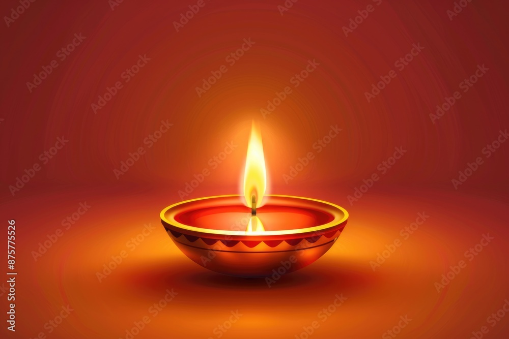 Wall mural candle on red background