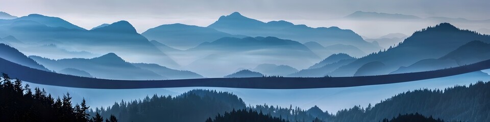 Fototapeta premium Captivating Mountainous Landscape in Dreamy Backlit Splendor