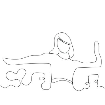 woman arms outstretched single line art clip art preview