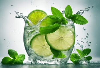 pastel liquid silicone wrinkle plastic wavy background texture blue et lime mint water splash refreshing green citrous summer drink mojito cocktail cold ice squashes slice juicy delicious