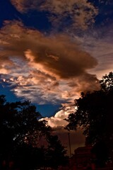 sunset in the clouds in the sky over Canyon, Texas in the panhandle near Amarillo.