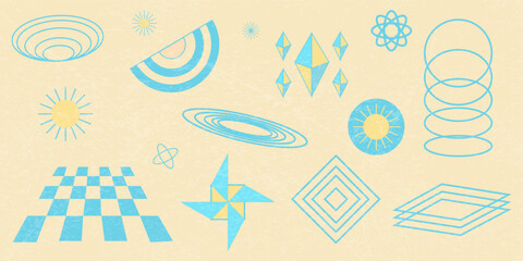 Set of geometric aesthetic abstract pastel color concept. Aesthetic contemporary stripe line art, geometric shape.