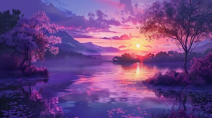 Sunset over a Calm River