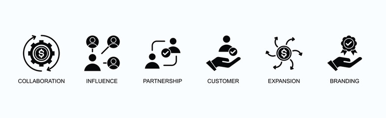 Strategic Alliance Banner Web Icon Vector Illustration Concept With Collaboration, Influence, Partnership, Customer, Expansion, Branding