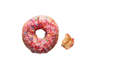 Pink Glazed Donut with Sprinkles and a Bite Taken Out