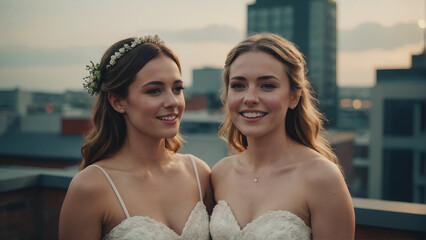 Brides and Bridesmaids Enjoy Bridal Shower
