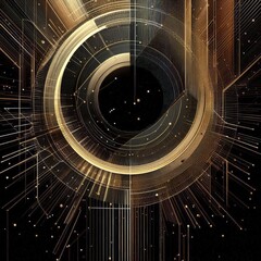 Obraz premium a picture of a black background with a black background with white stars and lines