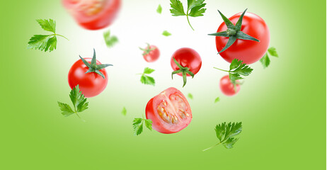 tomatoes in a group ready to use red ripe tomatoes with slice on air. Reference for design