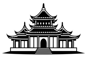 Buddhist temple icon silhouette vector art illustration