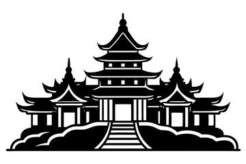 Buddhist temple icon silhouette vector art illustration