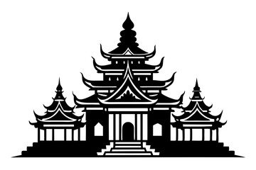 Buddhist temple icon silhouette vector art illustration