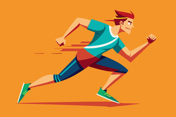 Running man in the race vector art illustration