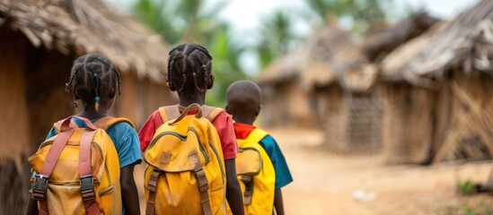 Children Walking to School in a Rural Village
