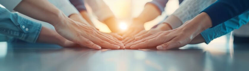 Naklejka premium Closeup of hands clasped together in unity and support.