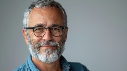 Portrait of a Bearded Man Wearing Glasses