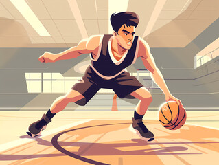 Obraz premium A Young Boy Running on a Basketball Court