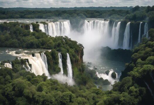 scenic travel brazil waterfall igazu summer beautiful waterfalls landscape argentine flowing amazing water iguazu falls green