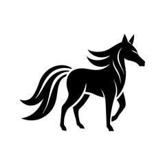 Minimalist horse logo icon silhouette vector art illustration