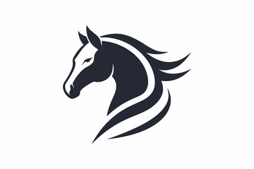 Minimalist horse logo icon silhouette vector art illustration