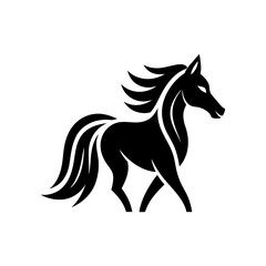 Minimalist horse logo icon silhouette vector art illustration