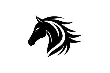 Minimalist horse logo icon silhouette vector art illustration