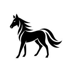 Minimalist horse logo icon silhouette vector art illustration
