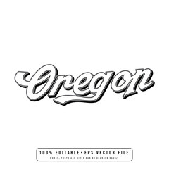 Oregon text effect vector. Editable college t-shirt design printable text effect vector