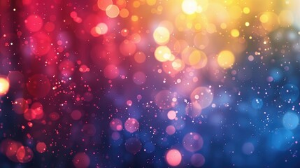 Bold gradients of primary colors - red, blue, and yellow - interspersed with dynamic bokeh lights, creating a lively and energetic visual display.