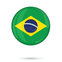 brazil flag. Round brazilian national flag isolated vector illustration on white background for national day september 7 celebration. brazil flag for Flyers posters banner social media and web.