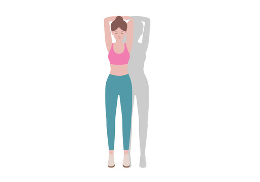Woman doing exercises.  Step by step instruction for doing Child's Pose is a gentle stretch for the back, hips, thighs, and ankles. It can help relieve back pain. vector illustration.