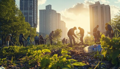 clean up the environment around the city during a charity day event