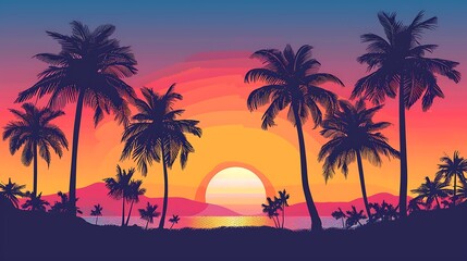 Obraz premium Tropical Sunset Over the Ocean