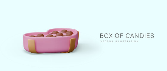 Open box of chocolates. Sweets in elegant packaging. Advertising banner