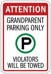 Elderly parking sign grandparent parking only