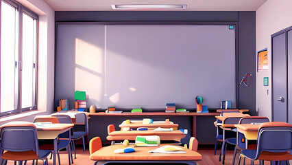 classroom with school desk