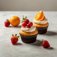 Delicious Yammy Tasty Chocolate Cake, Birthday cake with orange and strawberry fruits