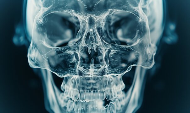 3D X-Ray Visualization.  Human Skull Anatomy, Medical Imaging, Science, Healthcare