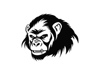 gorilla head silhouette vector illustration